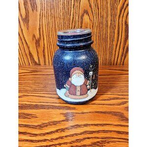 Hand-Painted Speckled Santa Mason Jar